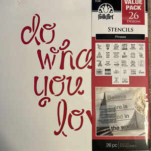 FolkArt 12x12 Stencil Set 26 Designs Phrases